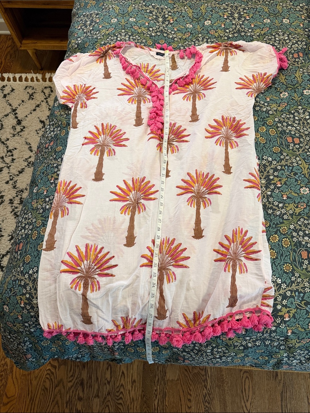 Katie Kime Palm Print Tunic with Pink Tassels - Picture 5 of 5